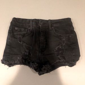 american eagle black ripped jean shorts